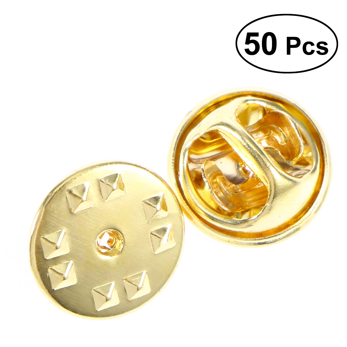 50pcs Brass Clutch Badge Insignia Clutches Pin Backs Replacement (Gold)
